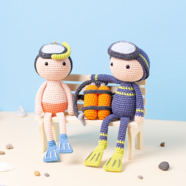 Crochet pattern SET 2-in-1, Marty the Scuba Diver and Ollie the snorkel diver